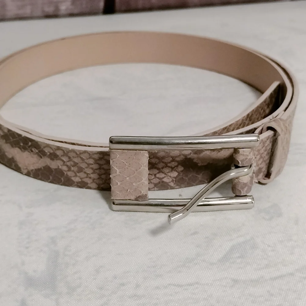 Elegant Italian Fine Leather Belt Garuglieri Snake Women’s Brown Tan Sz Large
